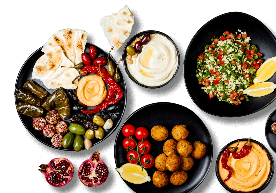 Platters of Halal prepared foods.