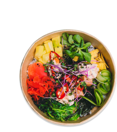 Colourful poke bowl.