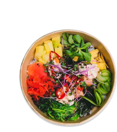 Colourful poke bowl.